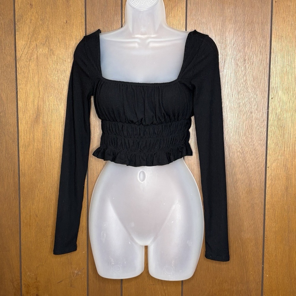 Foreverβ 21 Top Women S Black Crop Boho Fairy Whimsigoth Coquette Y2K Festival